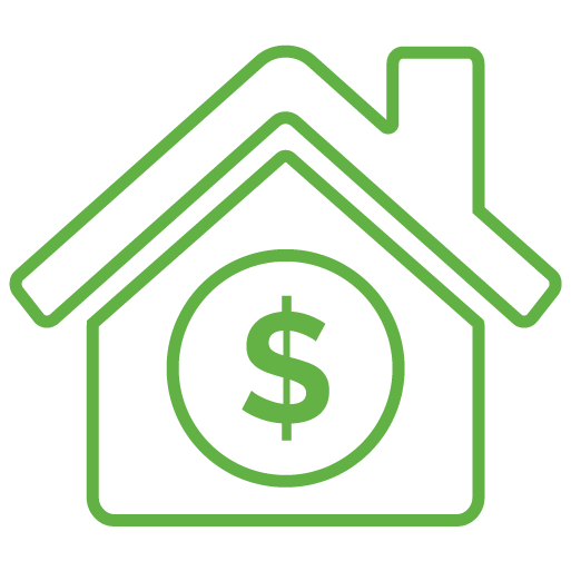 House with coin in center