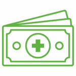 dollar bill with medical plus in center