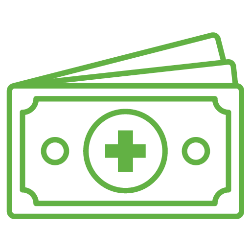 dollar bill with medical plus in center
