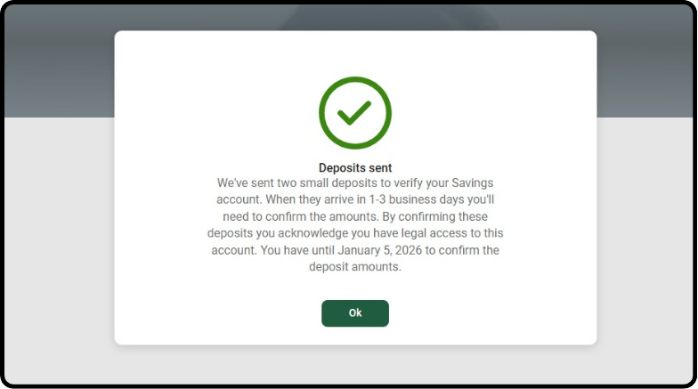 Desktop instructions: Micro Deposits sent to your external account
